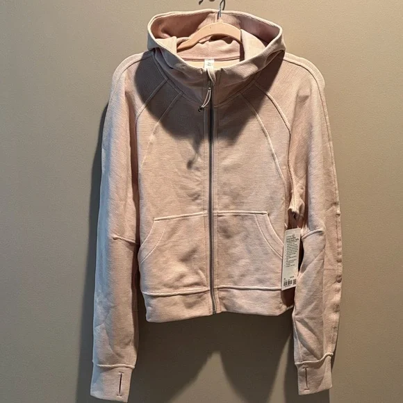 LULULEMON SCUBA OVERSIZED FULL ZIP HOODIE *WAFFLE HEATHERED MINK BERRY M/L NWT - Picture 6 of 12